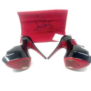 Christian Louboutin Lady Peep 150 Patent Calf Leather Heels EU 38.5